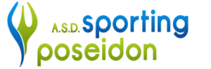 logo new tennis sporting poseidon tridente a sinistra e nome a destra colore verde e blui